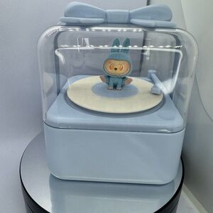 Labubu Music Speaker Cute Blue Music Box with Bunny Figurine